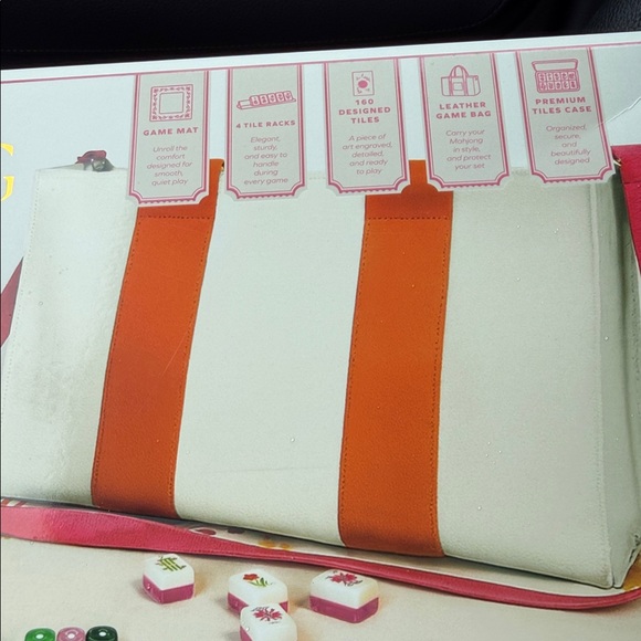 NWT Mahjong Mah Jongg Set Blooming Edition Floral Bag Mat Case Bag Racks Pink - Picture 6 of 16